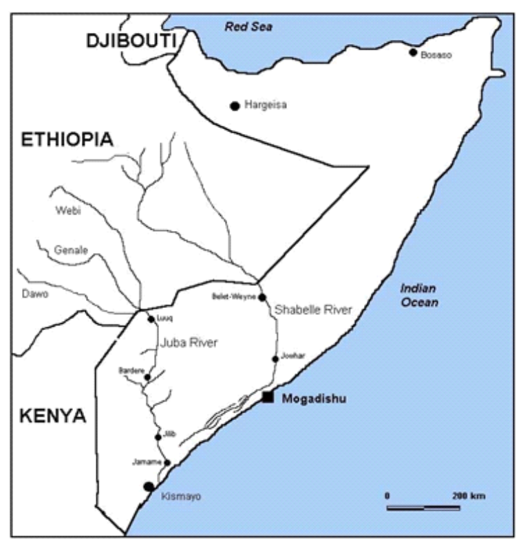 Map of the Jubba and Shabelle River Basin (Image Credit: Somali Centre for Water and Environment)