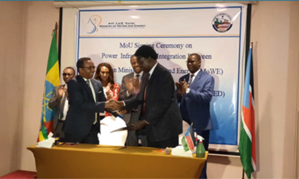 South Sudan’s Energy and Dam Minister, Peter Marcello, Sign MoU with Ethiopia May 2022 (Image Credit: The Horn Tribune)